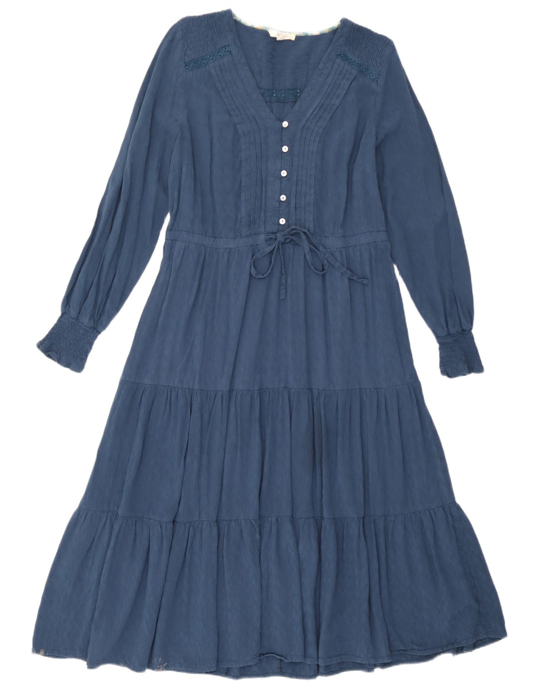 Robe à volants à manches longues White Stuff pour femme UK 42 Bleu moyen Viscose