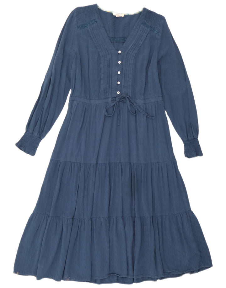 Robe à volants à manches longues White Stuff pour femme UK 42 Bleu moyen Viscose