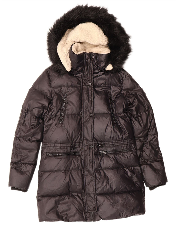 POLO RALPH LAUREN Manteau rembourré à capuche pour femme UK 6 XS Nylon noir hiver
