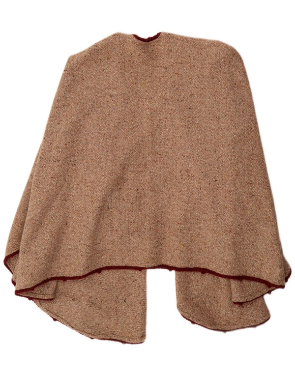 vintage Mens Poncho Cardigan Pull Taille Unique Beige Moucheté