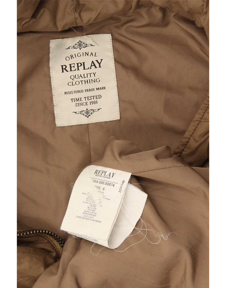 Replay Veste Parka À Capuche Oversize Femme UK 10 Petit Marron Polyamide