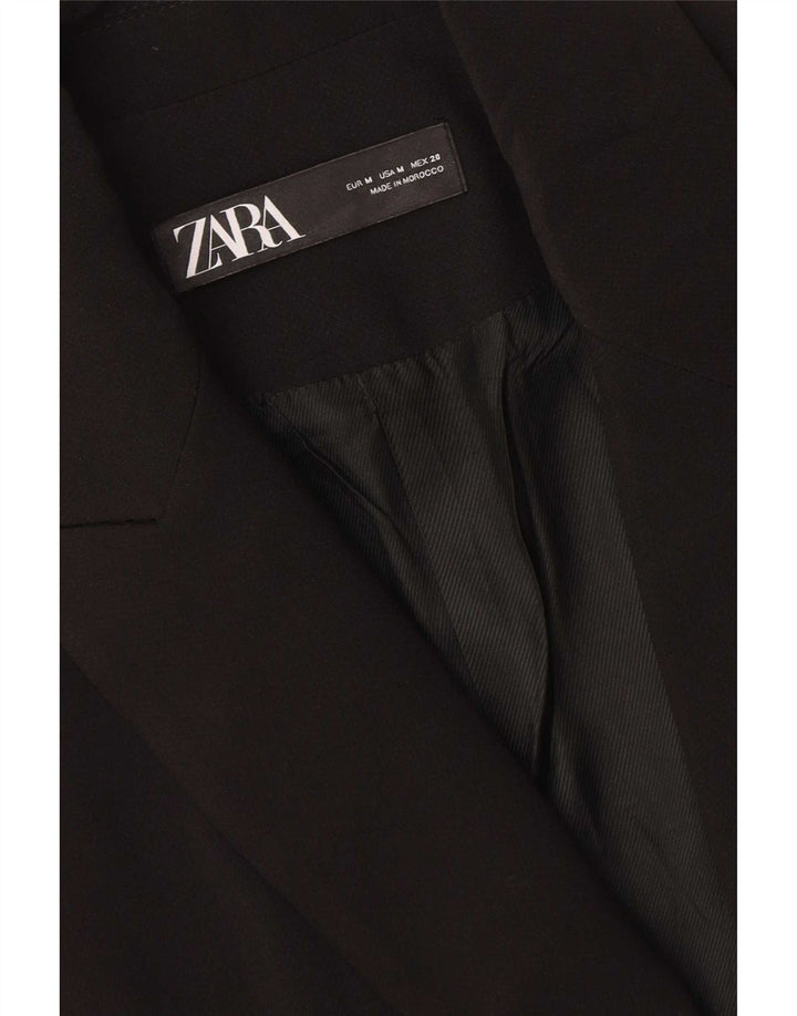 Zara Womens Longline Gilet UK 14 Moyen Noir Polyester