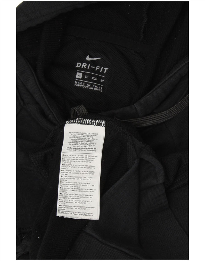 NIKE Pull à capuche surdimensionné Dri Fit pour femme UK 6 XS en coton noir
