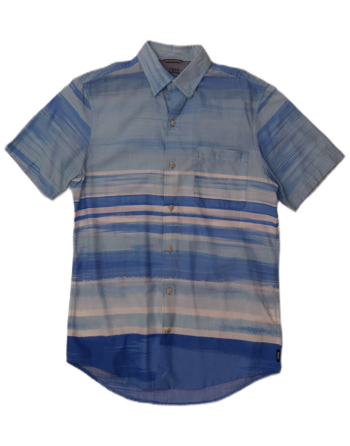 Izod Chemise à manches courtes pour homme en coton rayé bleu petit