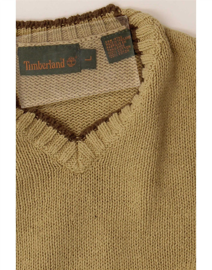 Timberland Pull col V pour homme en coton vert Taille L