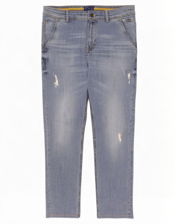 Zara Jean court en détresse pour homme EU 42 Large W32 L26 Bleu Coton