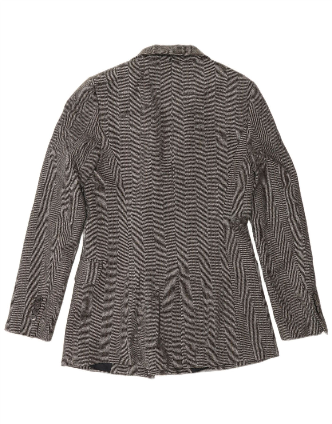 Zara Womens Double Breasted Blazer Jacket UK 10 Petit Gris Chevrons