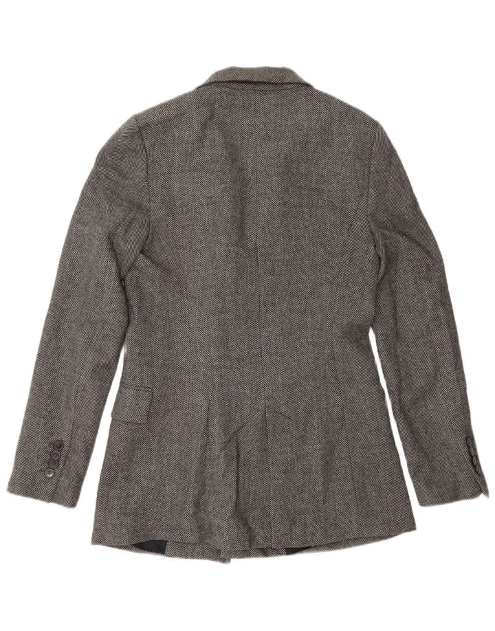 Zara Womens Double Breasted Blazer Jacket UK 10 Petit Gris Chevrons