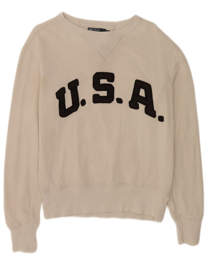 Polo Ralph Lauren Sweat-shirt graphique pour homme, petit, blanc cassé