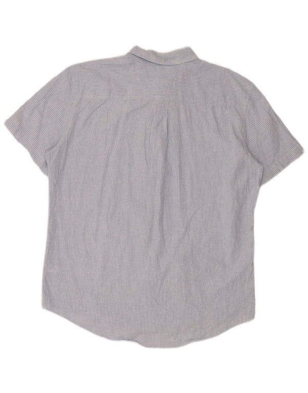 Tommy Hilfiger Chemise à manches courtes pour homme XL en lin à fines rayures bleues