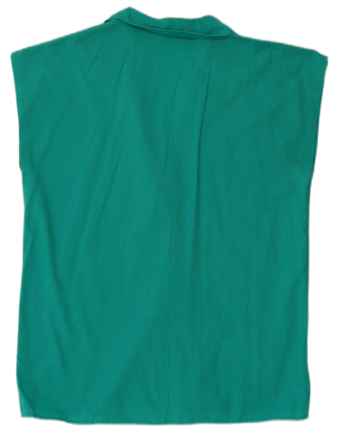 VINTAGE Chemisier chemise sans manches femme UK 12 Turquoise moyen