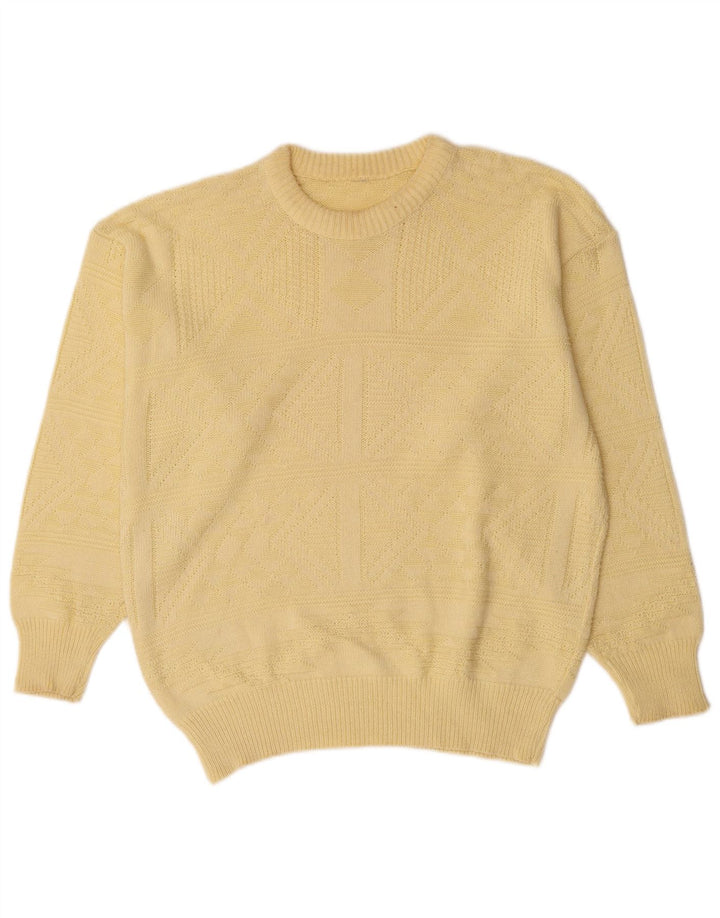 vintage Mens Boat Neck Jumper Pull Grand Jaune