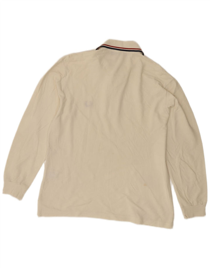 Fred Perry Polo à manches longues pour homme Petit coton blanc cassé