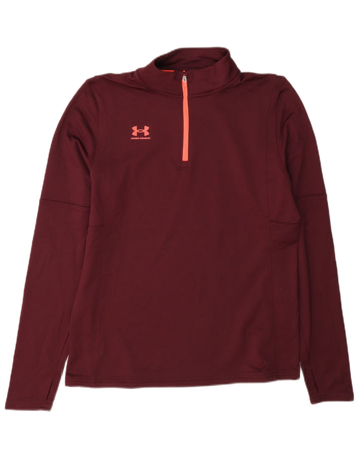 Under Armour Haut à col zippé et manches longues pour femme UK 14 Bordeaux moyen