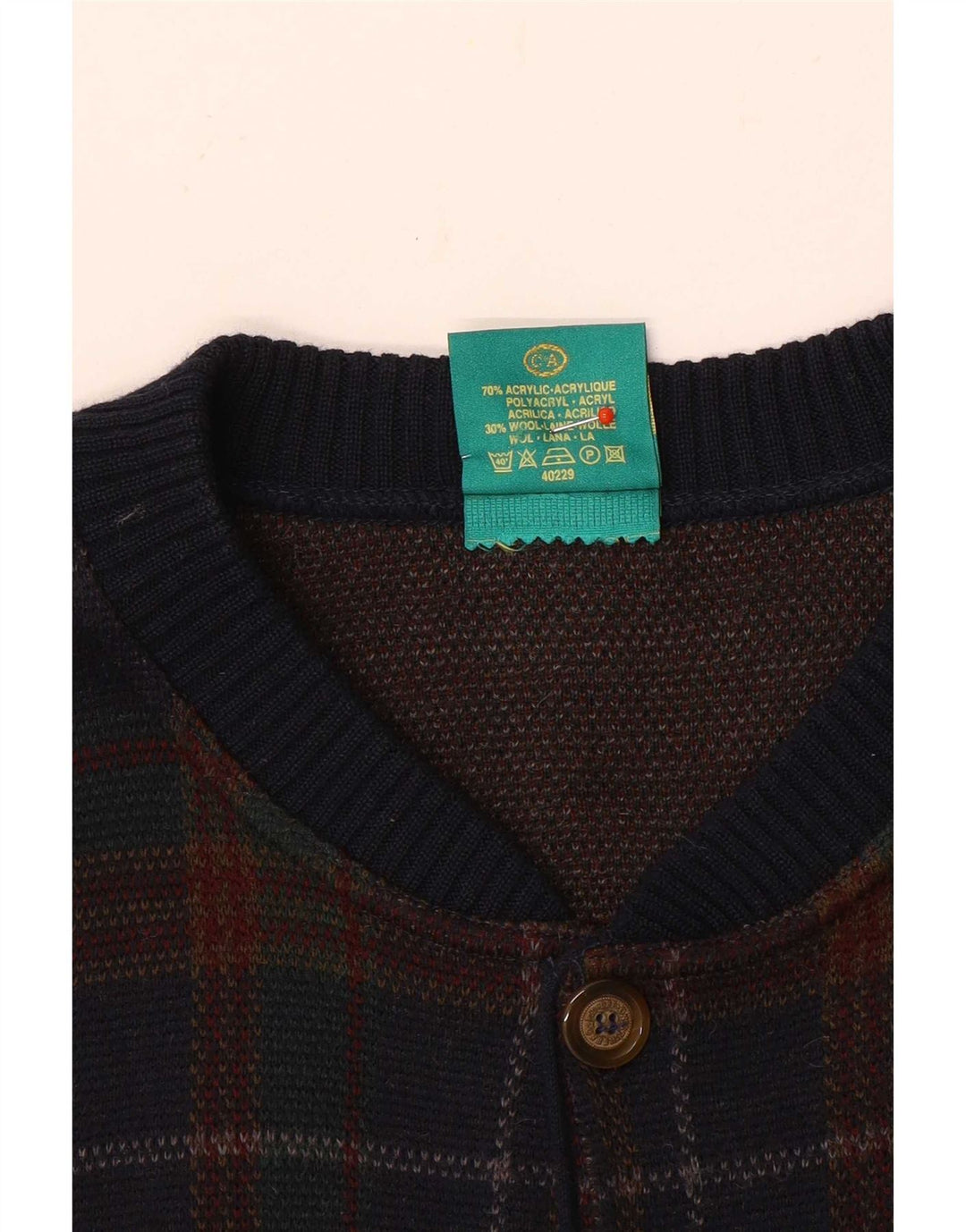 Canda Pull Cardigan Homme 2XL Acrylique à Carreaux Multicolore