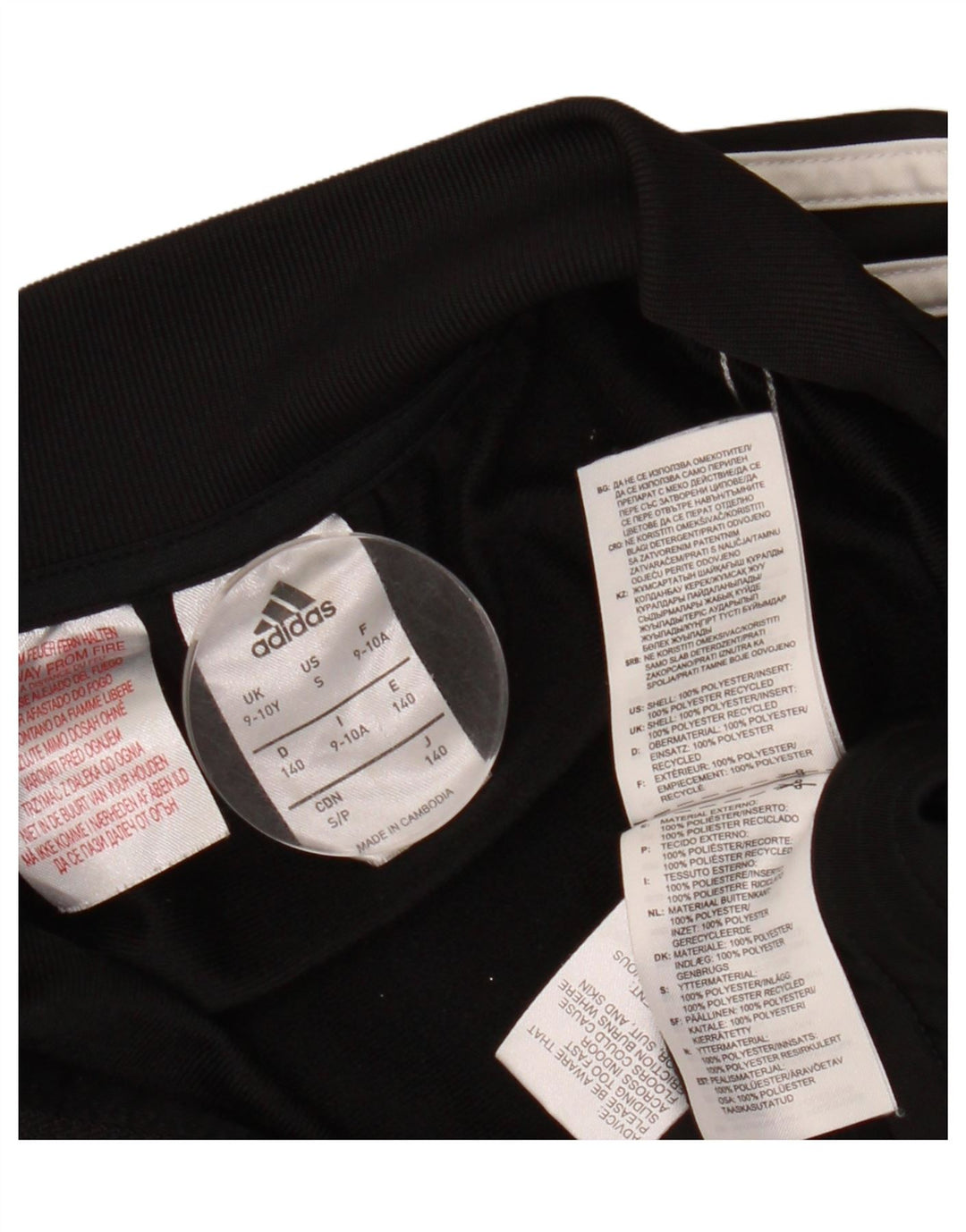 ADIDAS Veste de Survêtement Garçon 9-10 ans Noir Polyester