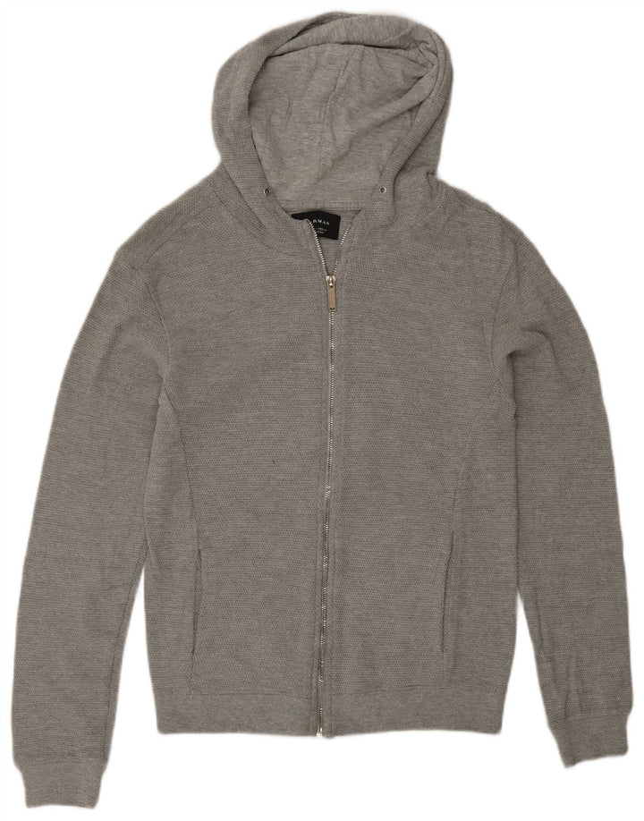 Zara Pull À Capuche Zippé Homme Gris Moyen