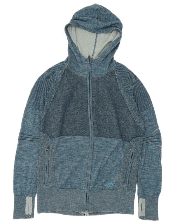 Adidas Cardigan à capuche pour homme en polyester moucheté grand bleu