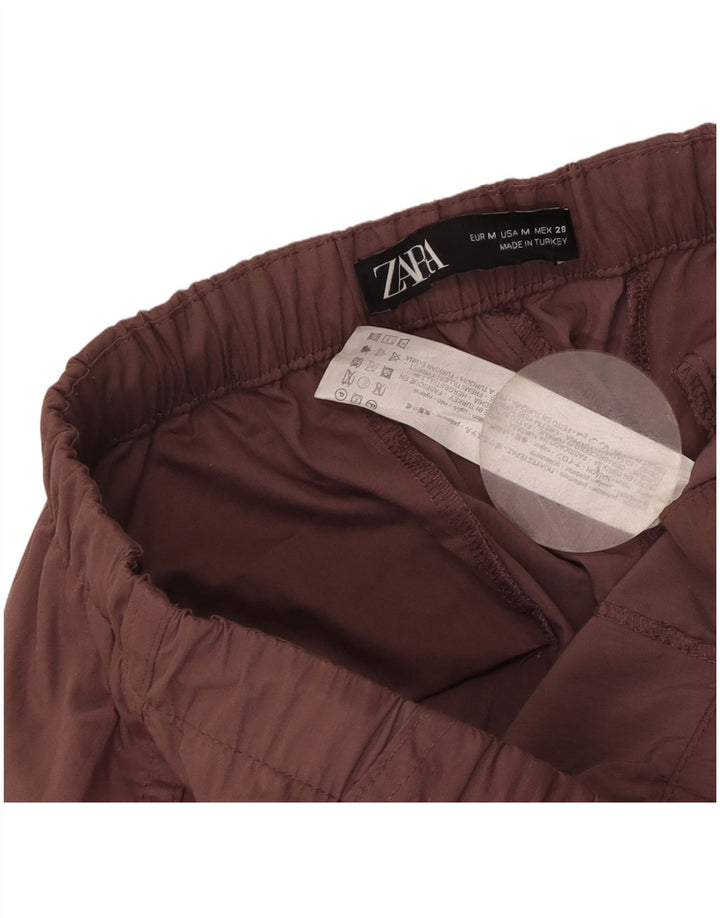 Zara Pantalon cargo large pour femme Medium W28 L30 Marron Polyester