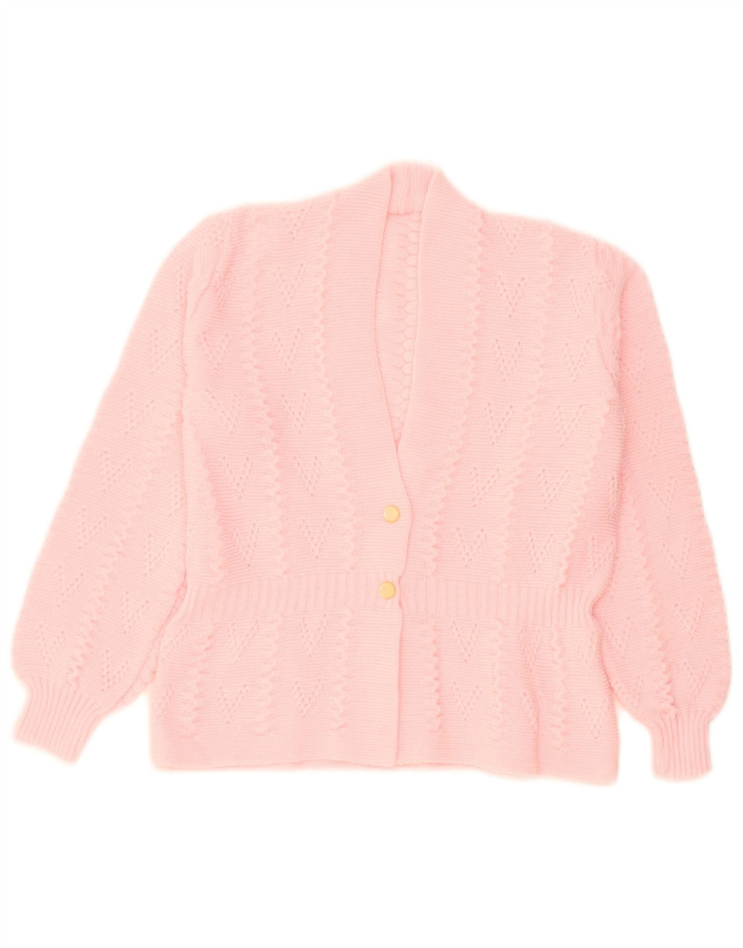 vintage Femme Cardigan Pull UK 14 Acrylique Rose Moyen