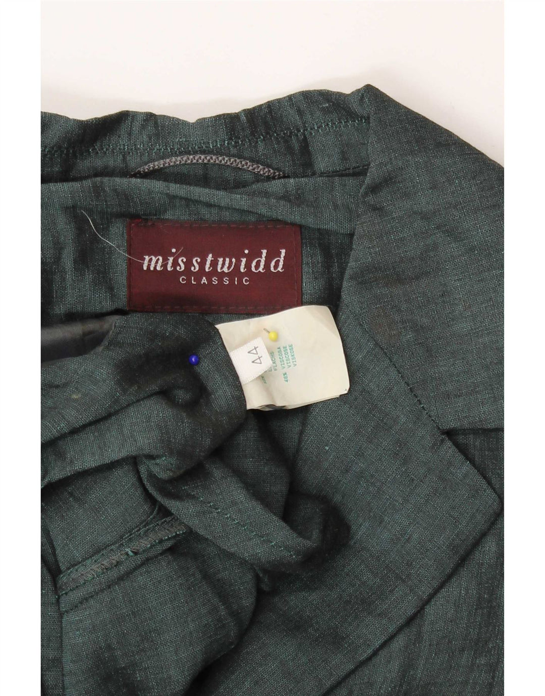 Misstwidd Veste Blazer Femme IT 44 Lin Vert Moyen