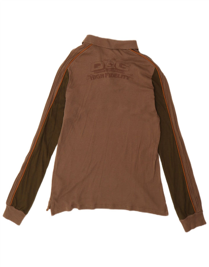 DOLCE & GABBANA Polo à Manches Longues Homme Marron Moyen Colourblock
