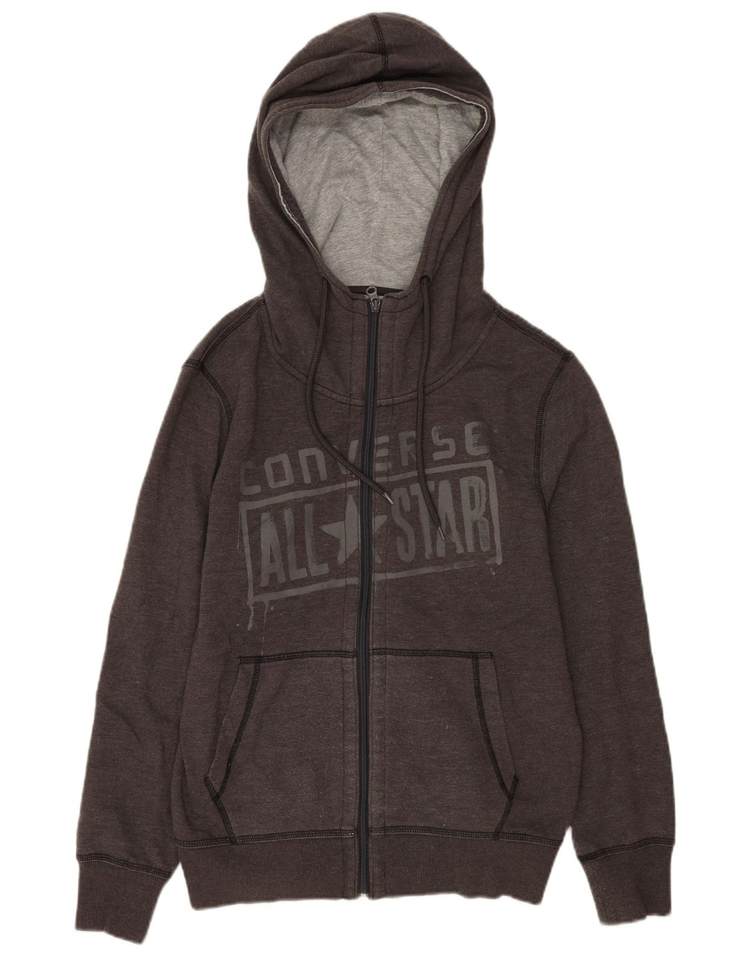 Converse Sweat à Capuche Graphique Zippé Homme Gris Moyen
