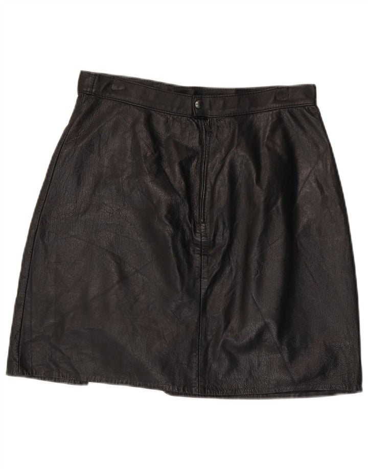 VINTAGE Mini jupe en cuir femme W28 noir moyen