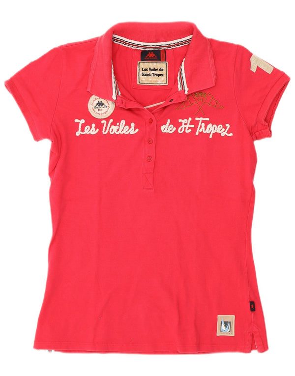Kappa Polo Graphique Femme UK 12 Coton Rose Moyen