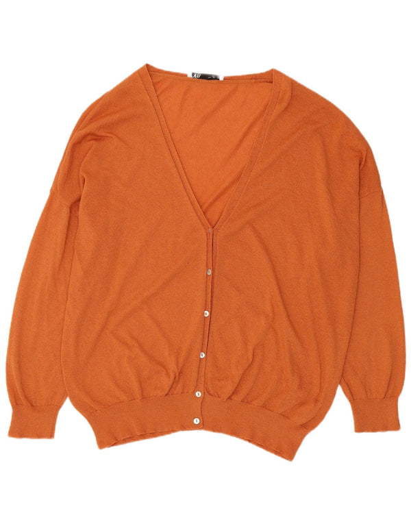 Zara Womens Cardigan Oversize Pull UK 16 Grand Orange Acrylique