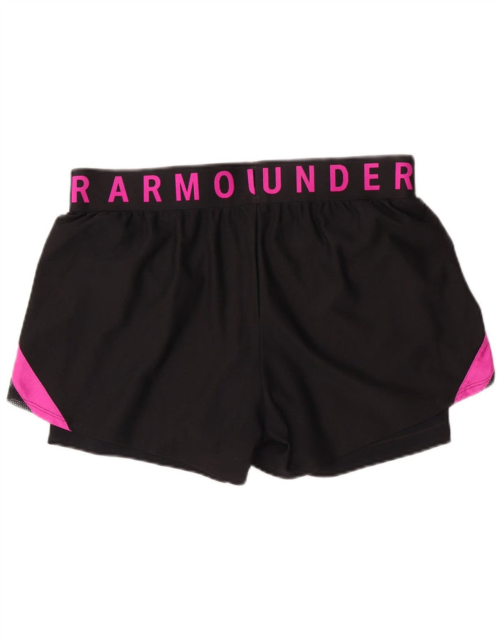 UNDER ARMOUR Short de sport Heat Gear pour femme UK 14 Large Noir Colourblock