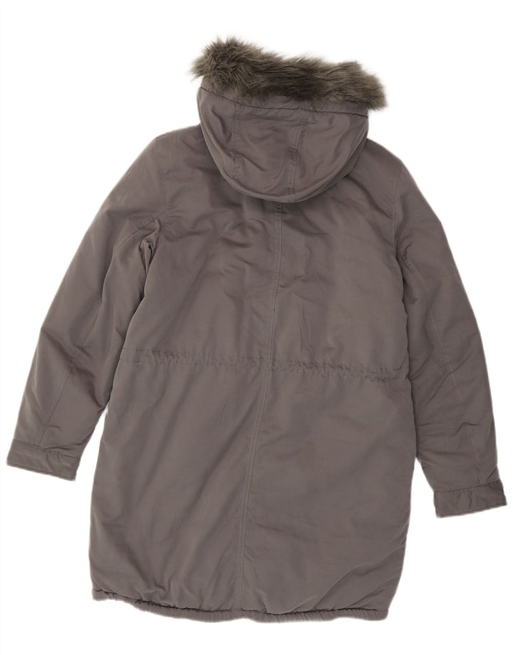 Benetton Manteau matelassé à capuche pour femme UK 14 Large Gris