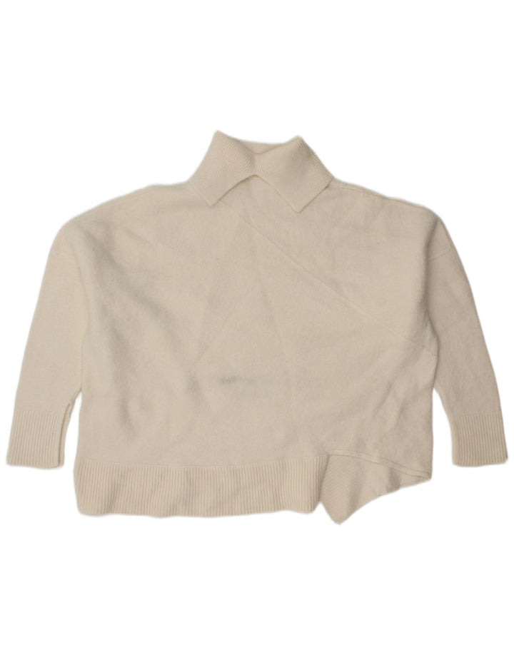 Cos Pull surdimensionné à col roulé pour femme UK 14 en laine blanche moyenne