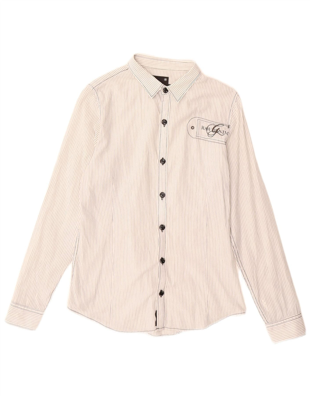 G-Star Chemise graphique pour femme UK 14 Coton à fines rayures blanc moyen