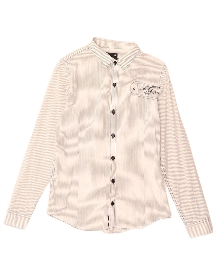 G-Star Chemise graphique pour femme UK 14 Coton à fines rayures blanc moyen