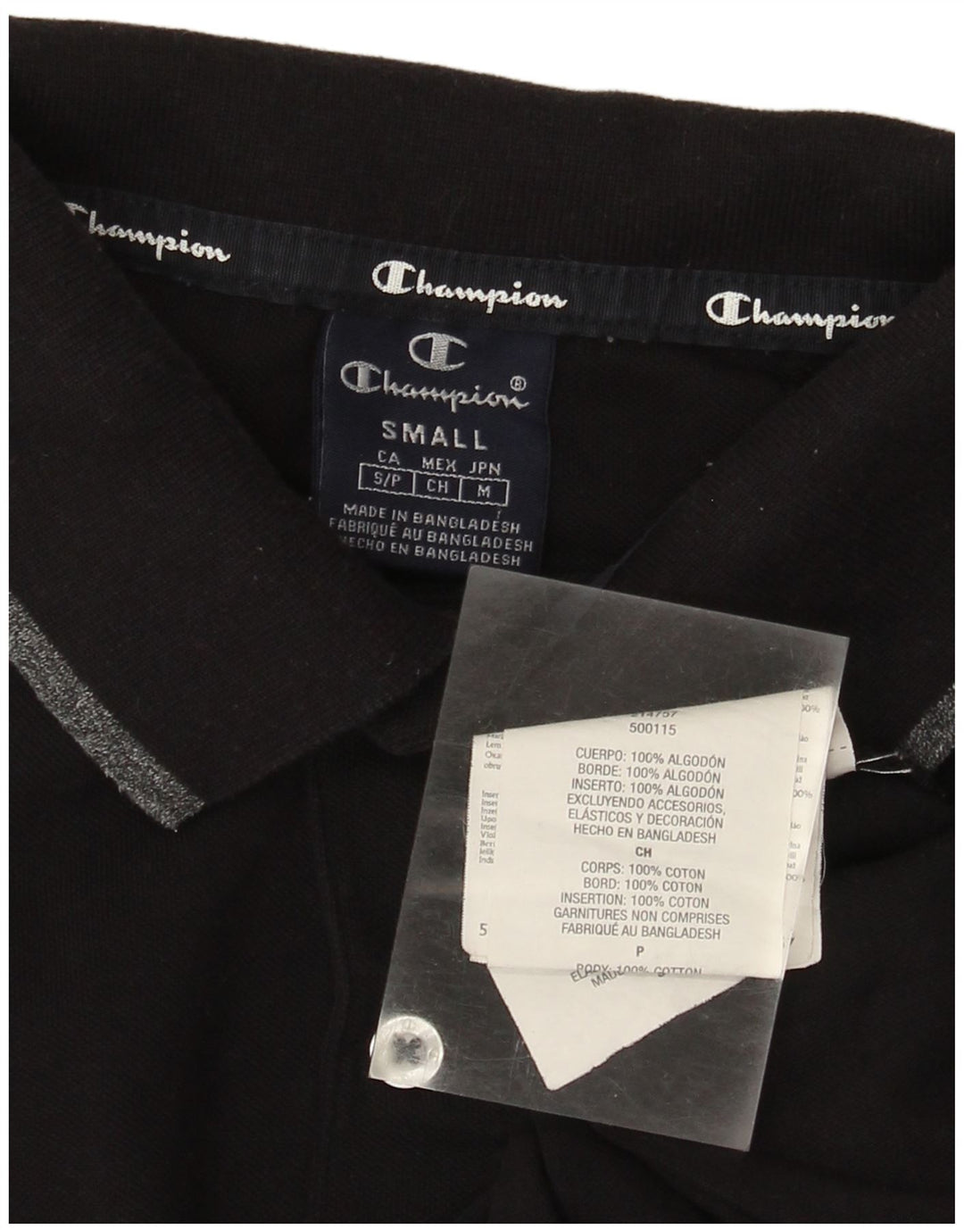 CHAMPION Polo à Manches Longues Homme Petit Noir Coton