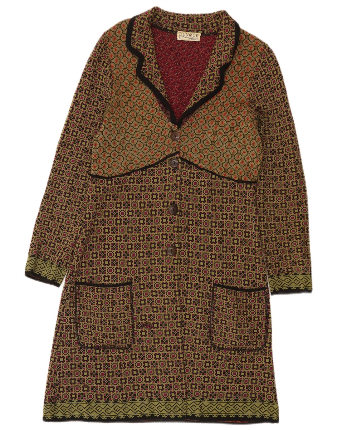 Dunque Womens Cardigan Sweater UK 12 Moyen Multicolore Géométrique