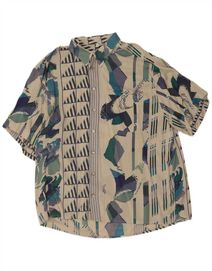 Leonardo Chemise à manches courtes pour homme Taille 45/46 2XL Blanc Géométrique