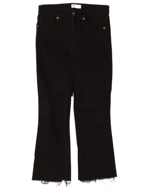 Zara Jean bootcut court taille haute pour femme EU 38 Small W28 L25 Coton noir