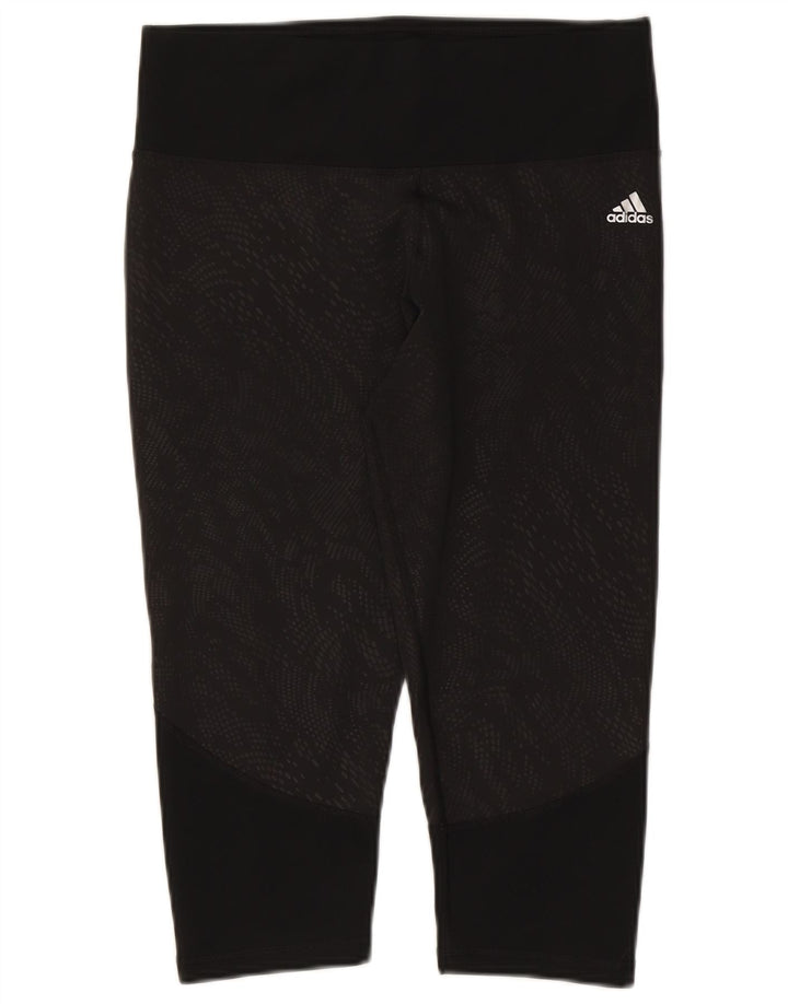 ADIDAS Femmes Climalite Capri Leggings UK 16/18 Grand Noir Polyester