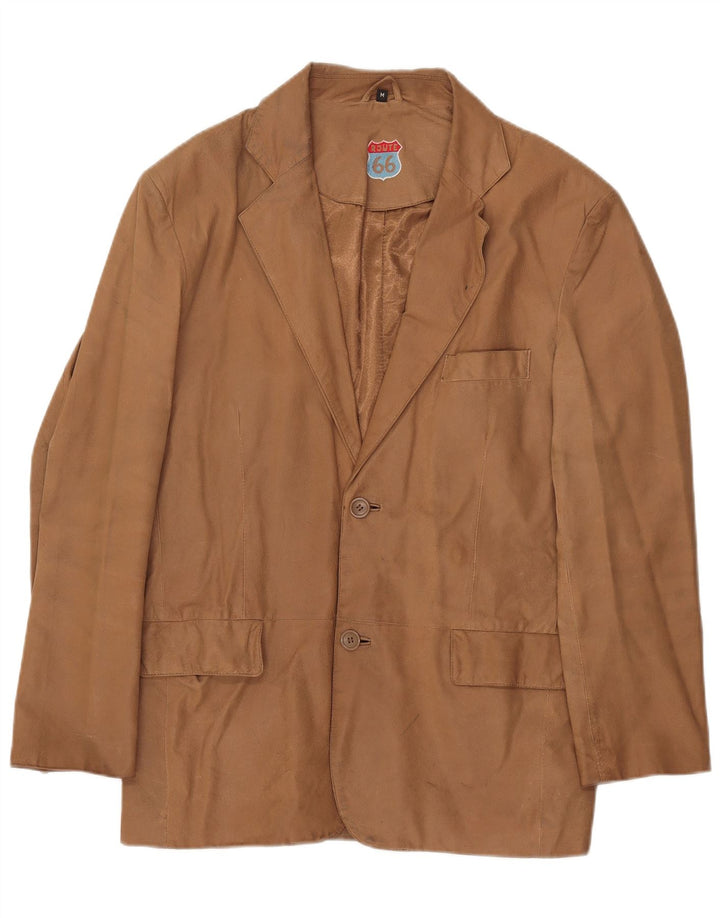 Route 66 Veste blazer en cuir à 2 boutons pour homme UK 38 Marron moyen