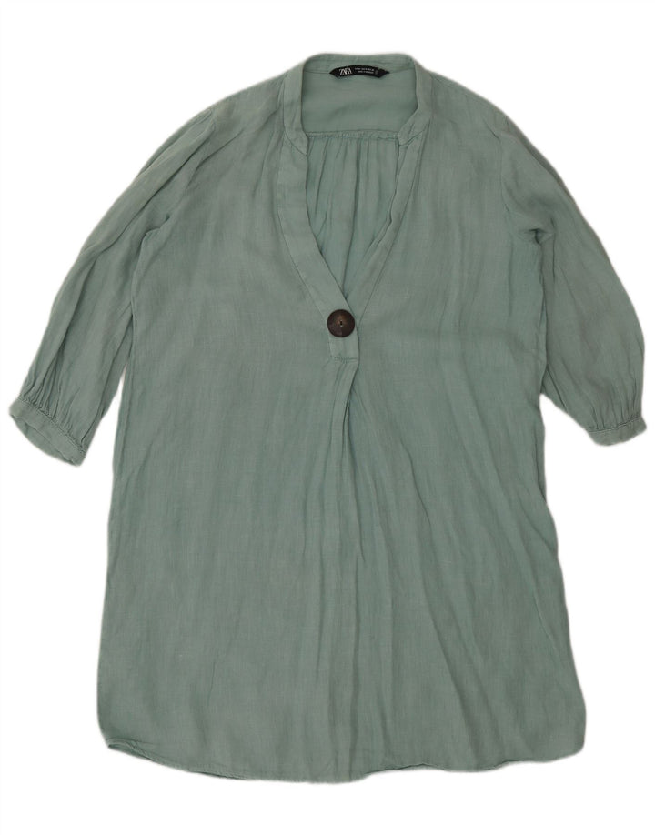 Zara Robe droite à manches 3/4 pour femme UK 14 Vert moyen