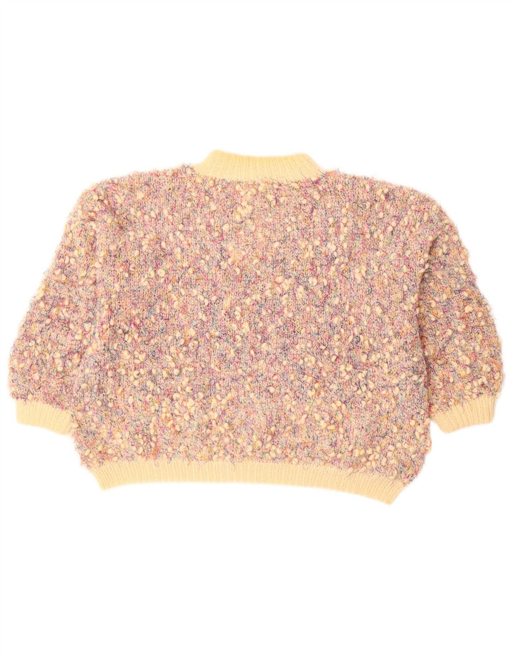 VINTAGE Pull col roulé femme UK 20 2XL multicolore moucheté