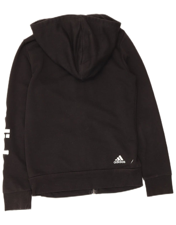 Adidas Pull à capuche zippé graphique pour femme UK 8/10 Petit coton noir