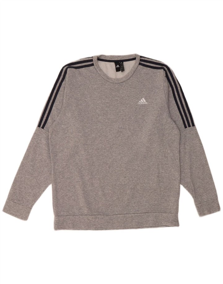 Adidas Sweat-shirt pour homme en coton moucheté Gris Large