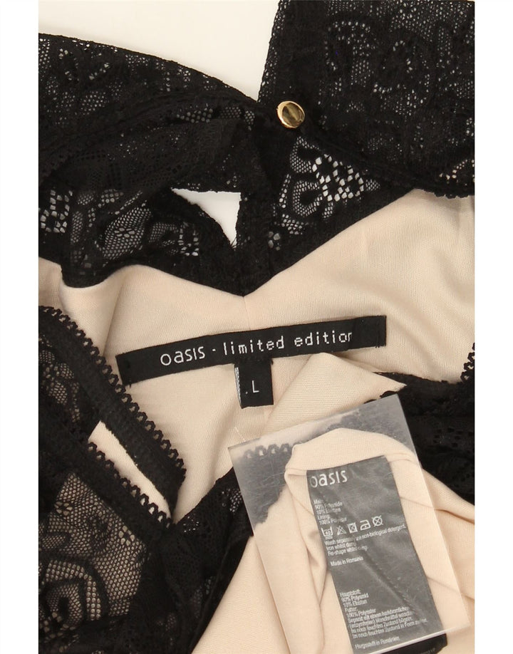 Oasis Robe fourreau sans manches pour femme UK 44 Large Noir Floral Polyamide