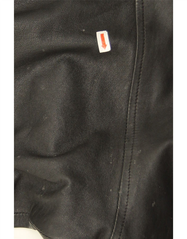 Veste en cuir surdimensionnée femme vintage UK 10 Petit cuir noir