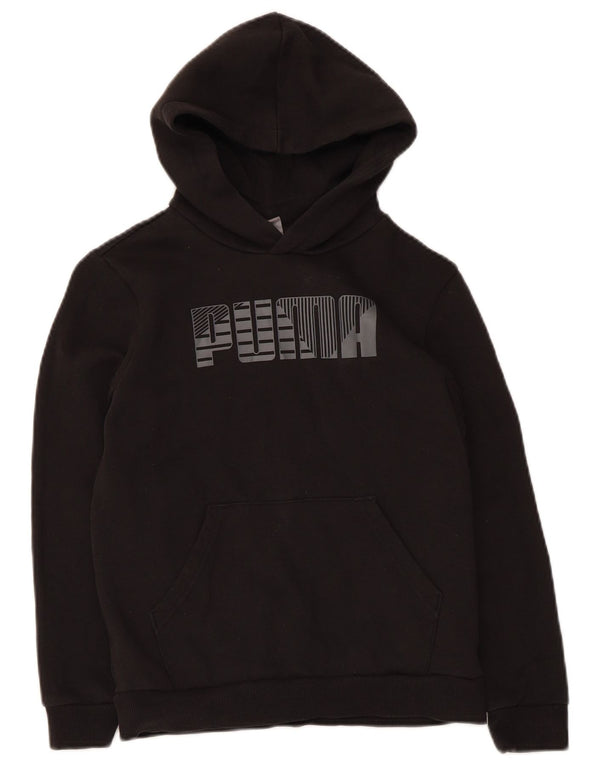 Puma Boys Graphic Hoodie Jumper 11-12 Years Black Cotton