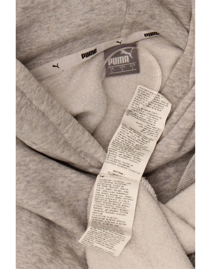 PUMA Pull à capuche surdimensionné graphique pour femme UK 16 Large Gris Coton