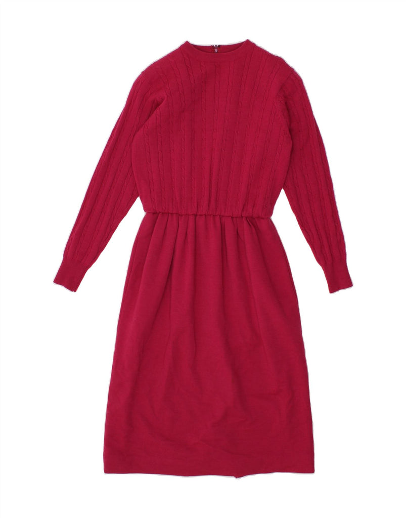 TALBOTS Womens Long Sleeve Jumper Dress UK 8 Small Pink Virgin Wool Vintage Talbots and Second-Hand Talbots from Messina Hembry 